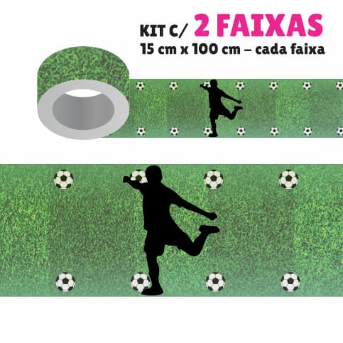 Faixa Decorativa - Kit com 2 Faixas Papel de Parede Border Faixa Adesiva Decoração - FUTEBOL 8523