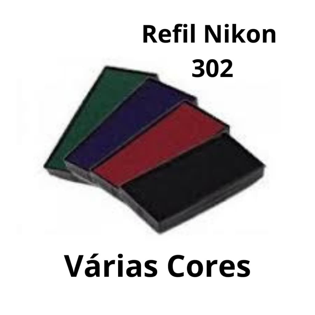 Kit com 12 Refil almofada Nikon + 4 frascos de tinta Nikon nas cores verde, Azul, Preto e Vermelho