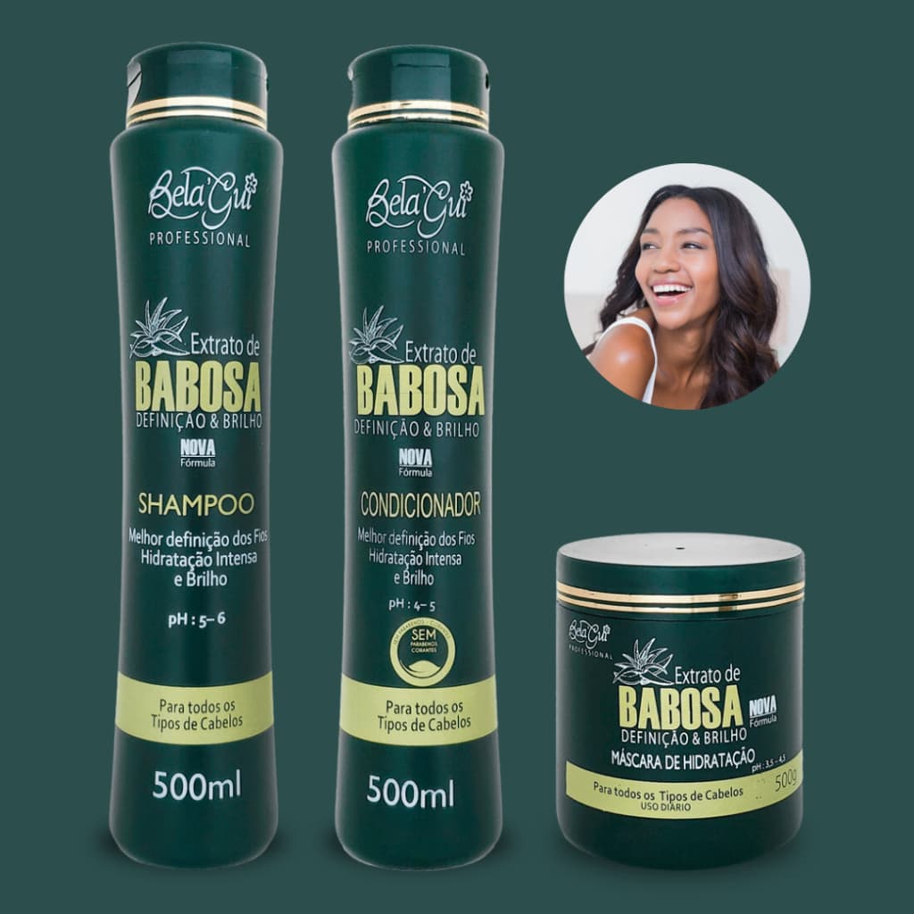 Kit Professional Extrato de Babosa Bela Gui - Hidratação, Brilho e Desembaraço - Cabelos Naturais