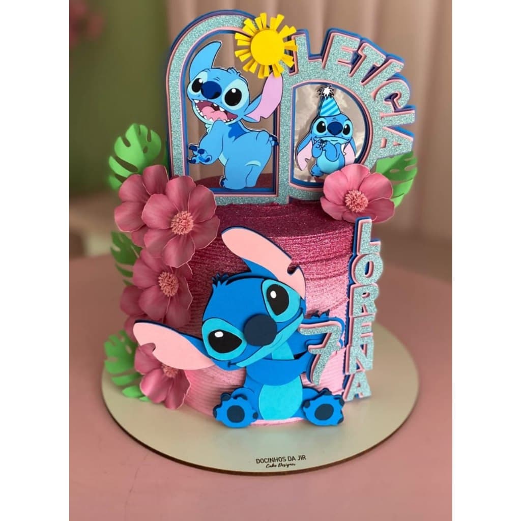 Topo de Bolo Tema Sticth Personalizado - Topo de Bolo 3D - Topper de bolo