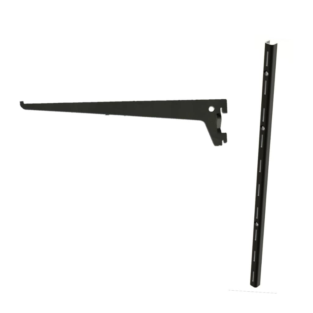 Kit 4 trilhos simples 1m + 16 suportes simples 25cm Preto