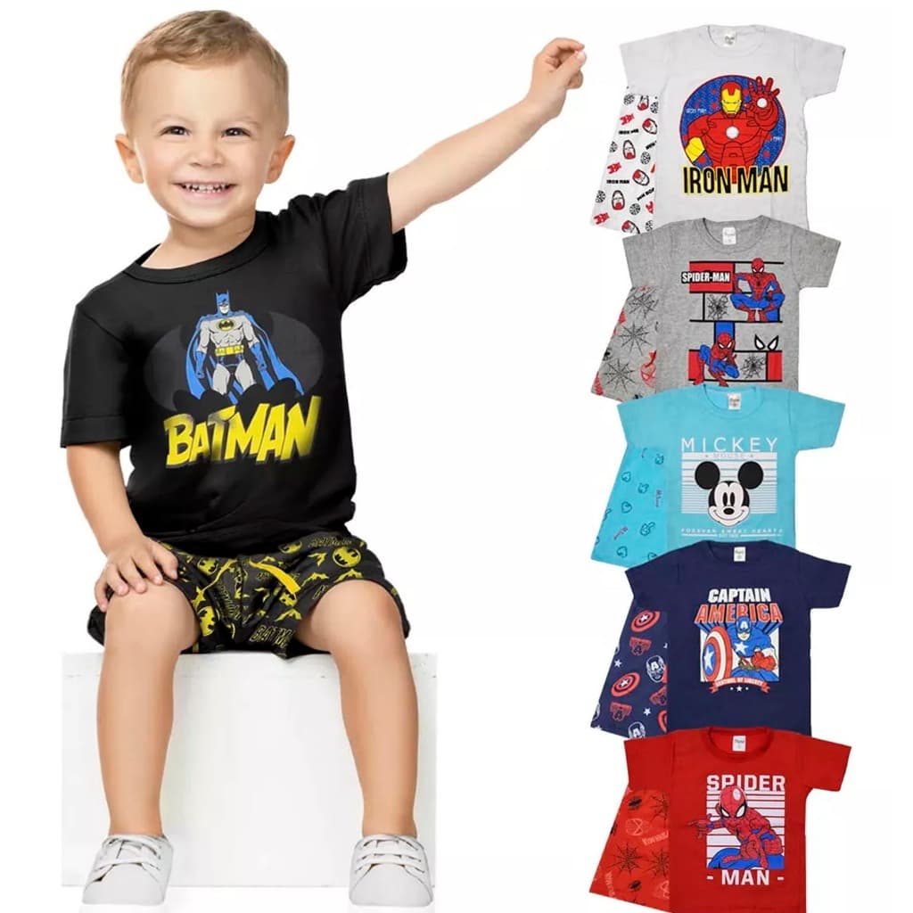 Kit 6 Peças Pijama Infantil Masculino Menino 100% Algodão - Pijama Infantil Verão