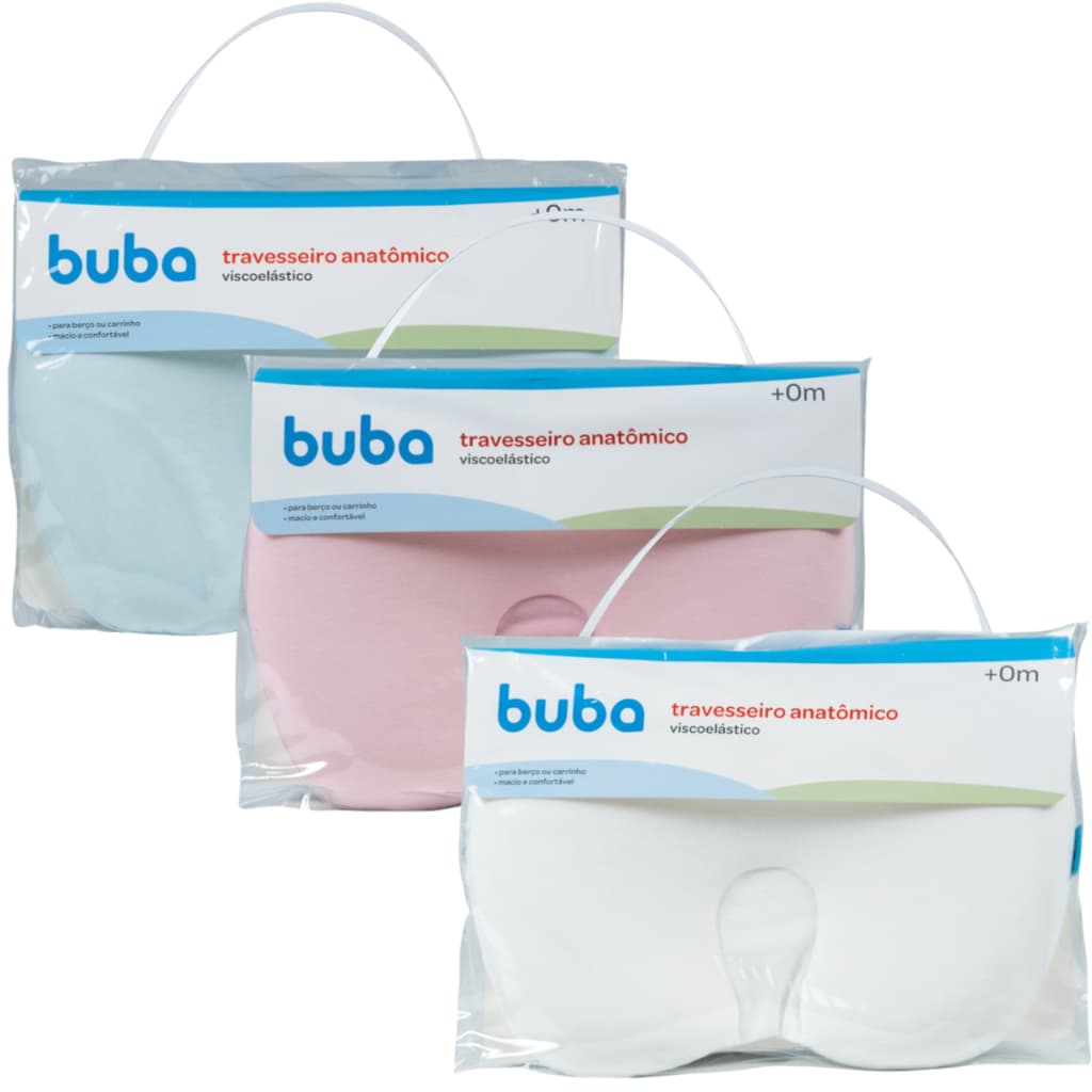 Travesseiro Anatômico Viscoelástico Buba - sono seguro - conforto para o bebê