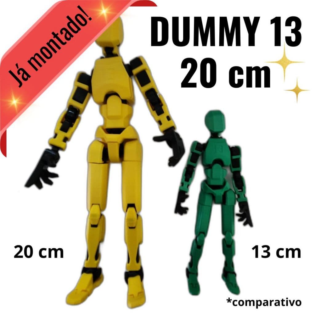 Boneco Dummy 13 GRANDE (20cm) JÁ MONTADO-Boneco Articulado Action Figure Educativo - Várias Posições