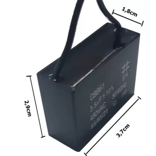 Capacitor Ventialador Mondial 3,5UF X 450V CBB61 Funciona em outras Marcas