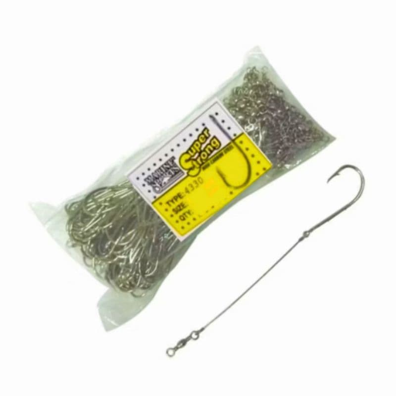 Anzol Encastoado Rígido c/ Girador Para Pesca  Marine Sports 4330 Pacu Dourado Pintado Cachara Jaú Piau Traíra-10un