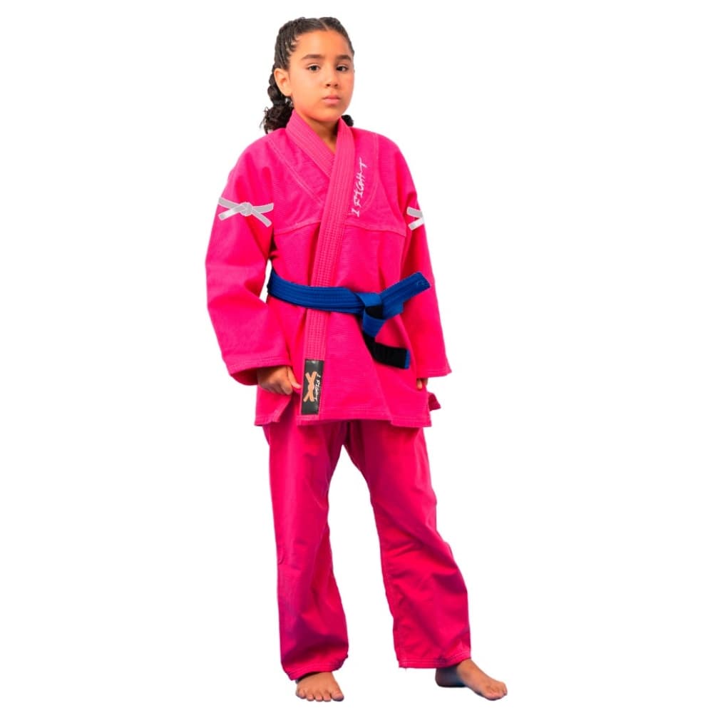 Kimono Jiu-Jitsu Infantil Rosa Trançado 1 Fight