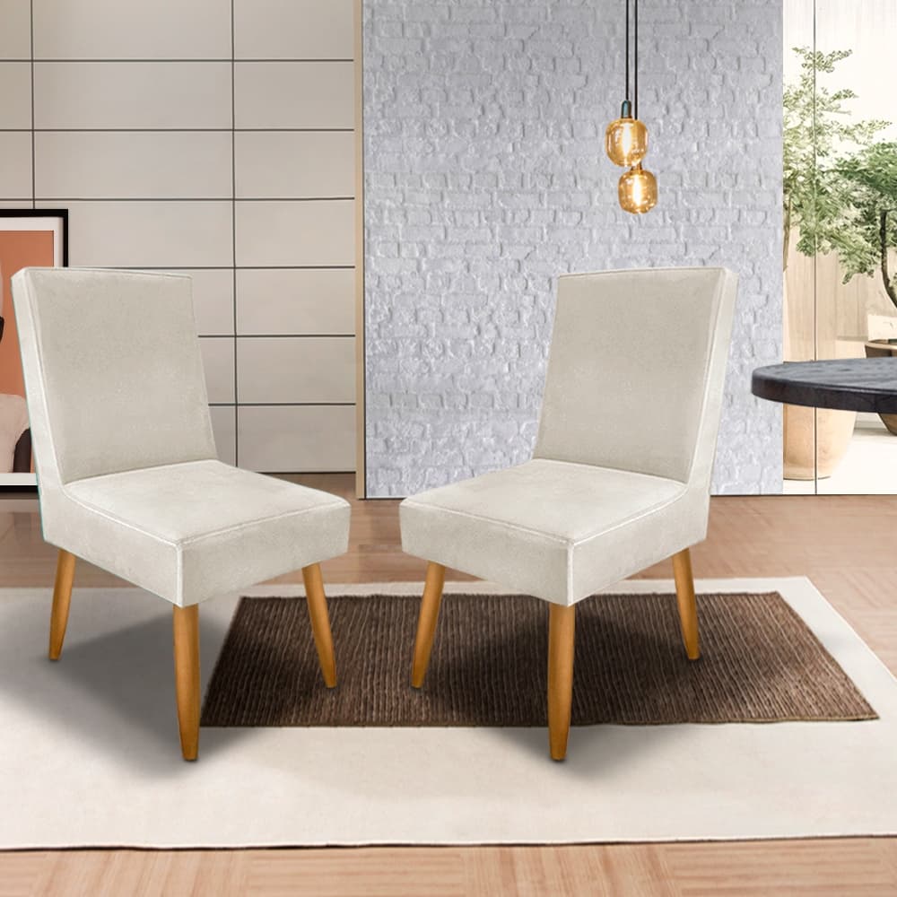 Kit 2 Cadeira Poltrona Sala de Jantar Aurora Pés Palito Suede - Trida Moveis