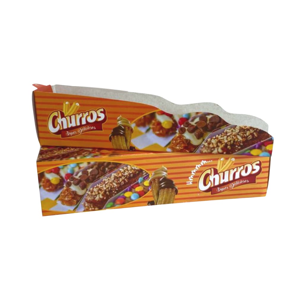 Caixinha para Churros Delivery viagem 100 unidades - parte interna e externa