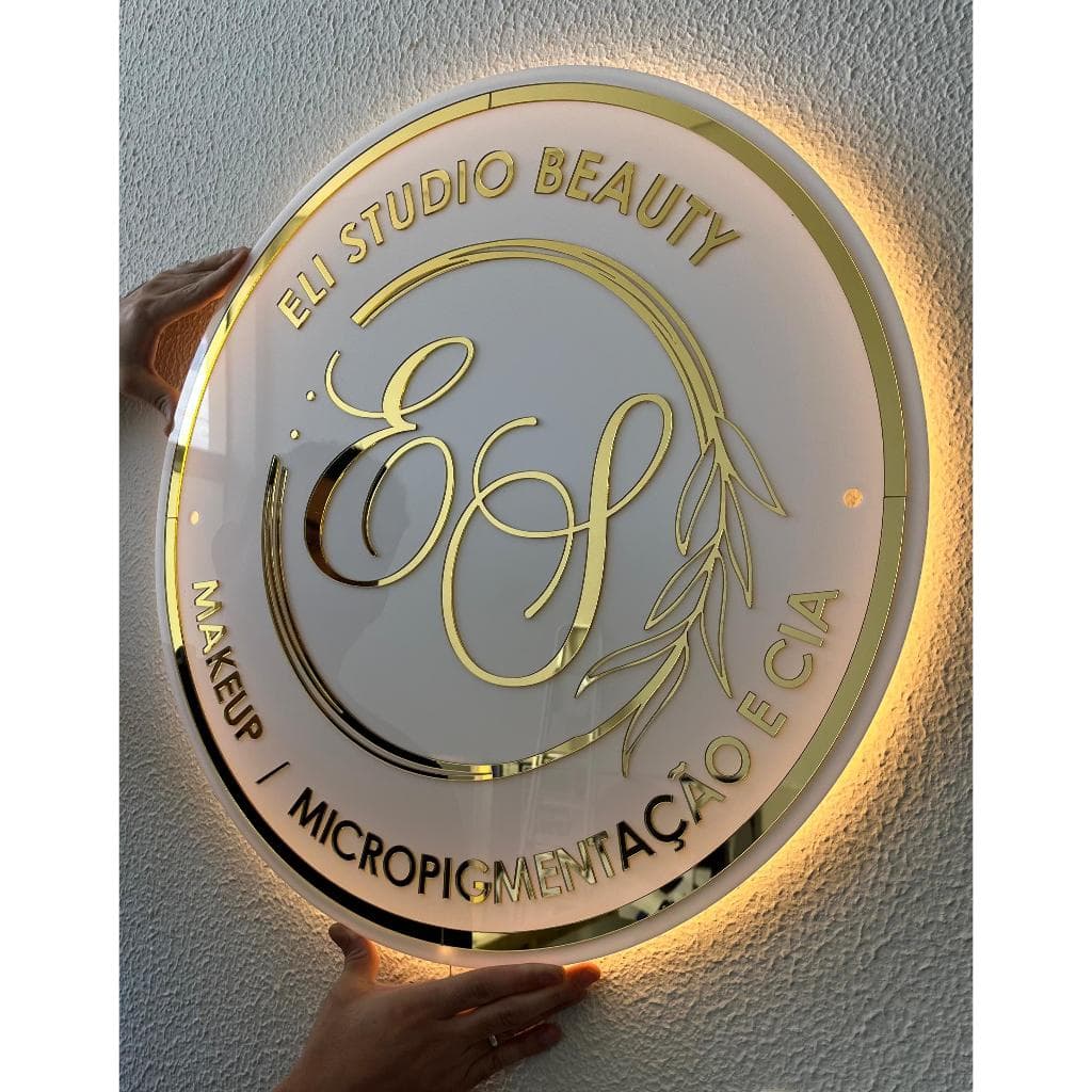 Placa Logo Logotipo Neon Led Decoração Parede Moderna Luxo