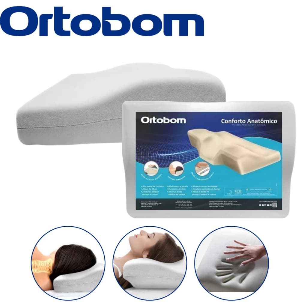 Travesseiro Ortopédico Cervical Ortobom Nasa Anatomico Viscoelástico Original
