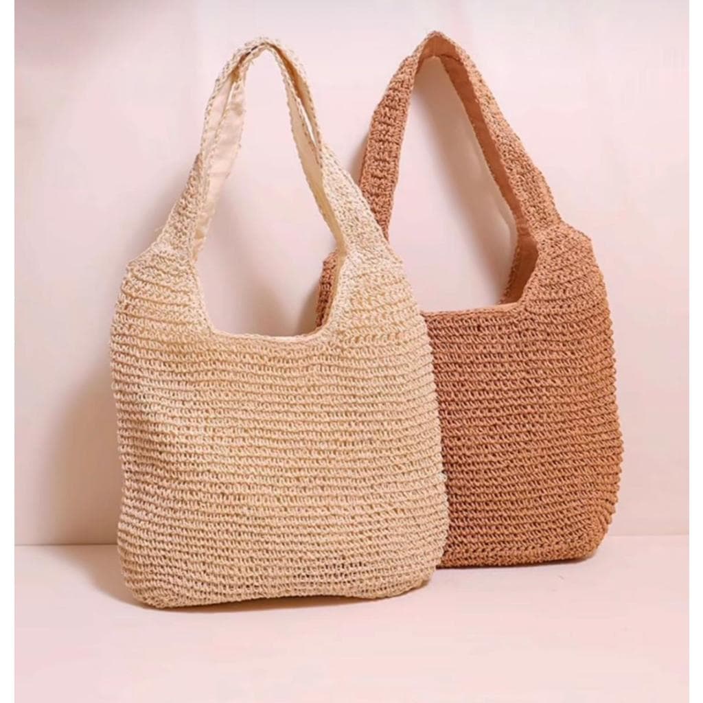 Bolsa Palha Feminina de Ombro Alça grossa - Verão Lazer Casual Praia Bolsa Grande