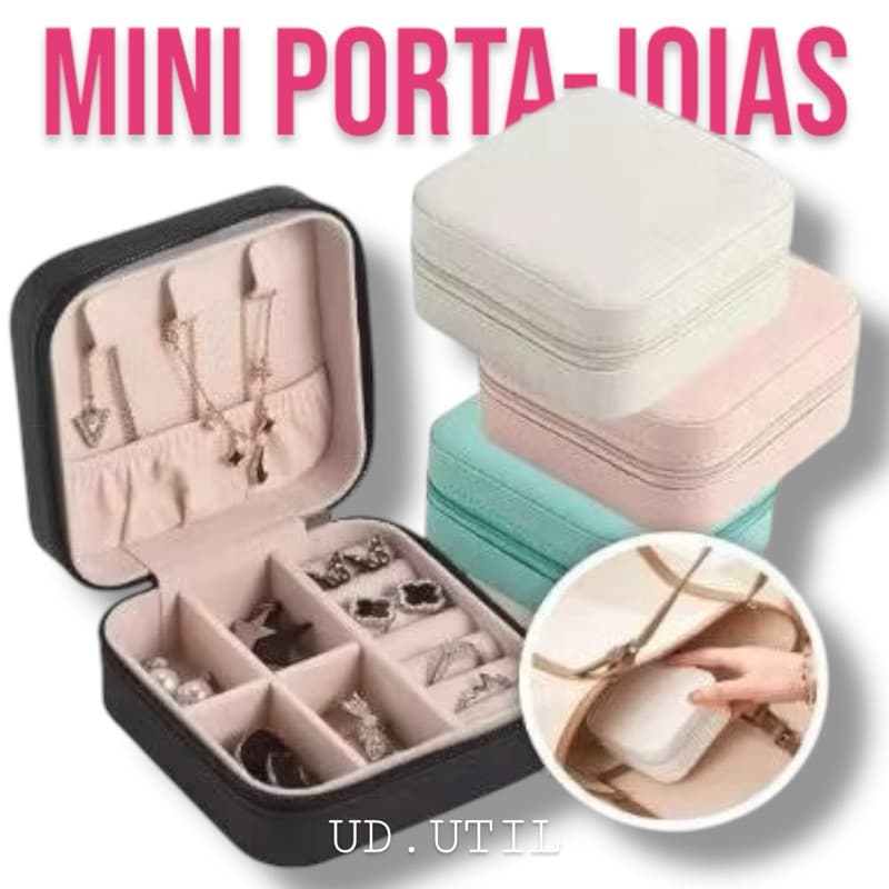 Porta Joias de Bolsa (Mini) Colares Aneis Brincos Pulseriras com Divisões Organizadoras Para o Dia a Dia