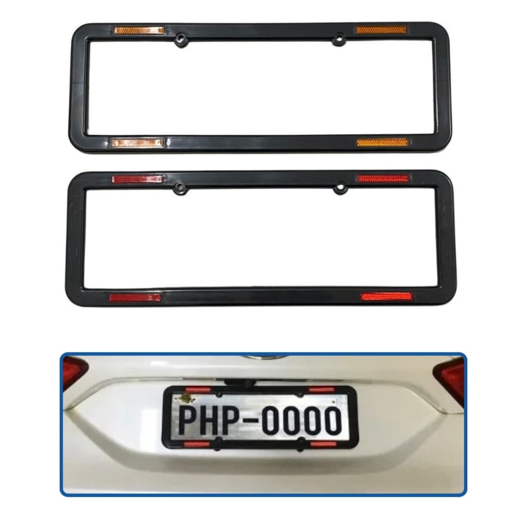Par Suporte Moldura Placa Refletor Carro Preto Modelo Pequeno