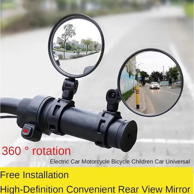2 espelhos retrovisores de guidão acessórios de bicicleta grande angular rotação de 360 ​​graus seguro e confiável