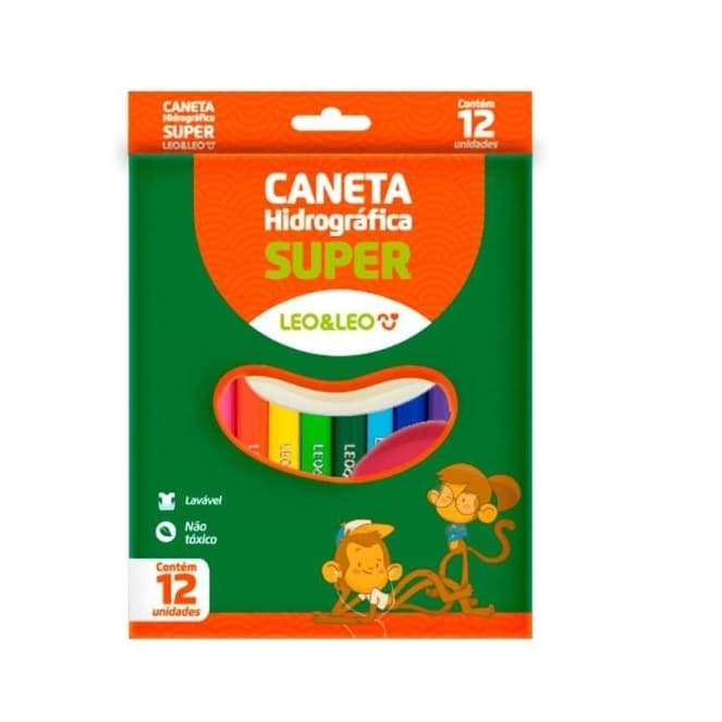 Caneta Hidrocor Leo e Leo 12 Cores Lavavel