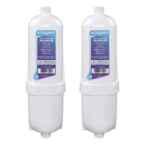 Kit 2 Refis Para Filtro Purificador De Água Multiuso Bebedouro