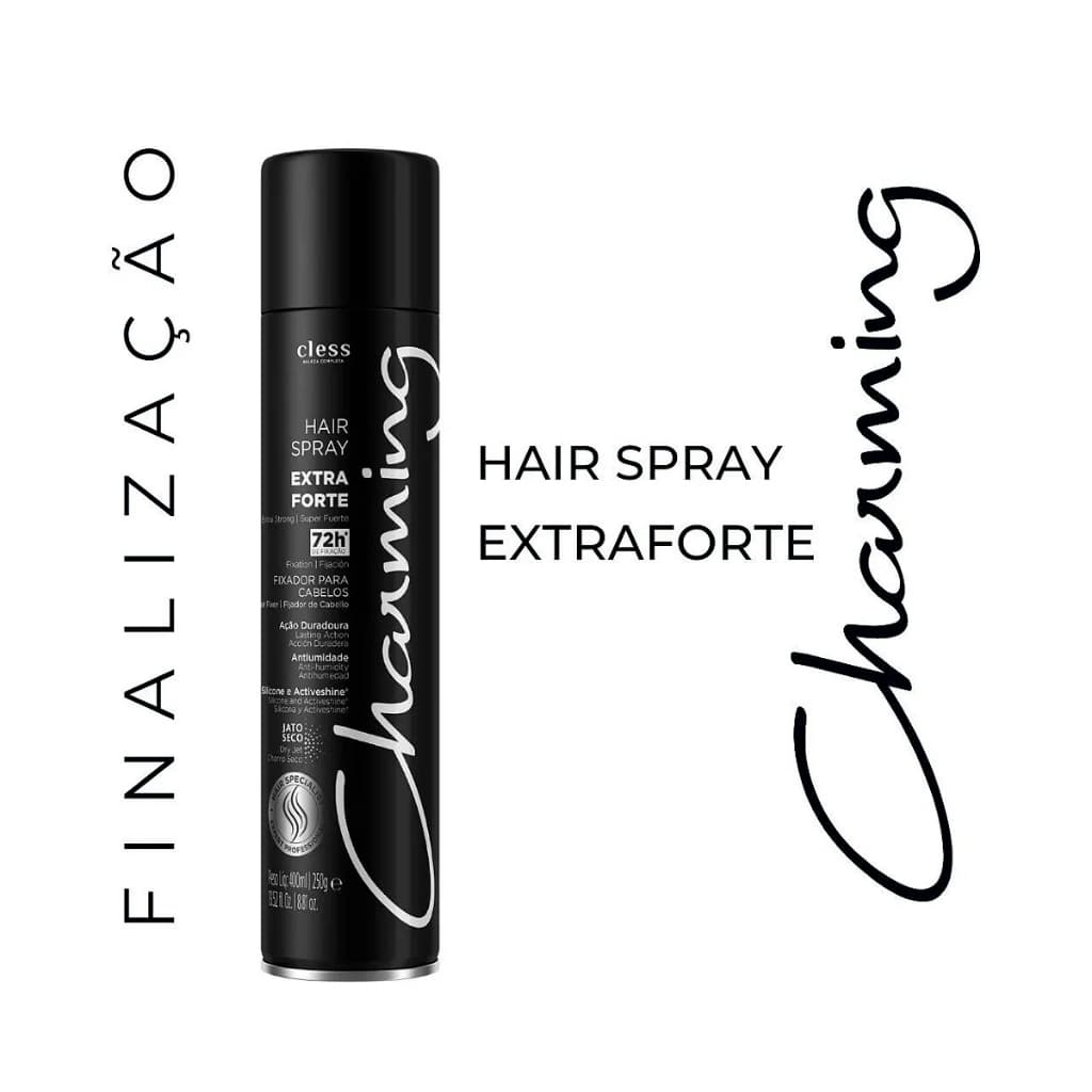 Hair Spray Extra Forte Protetor Térmico Charming Cless 400ml