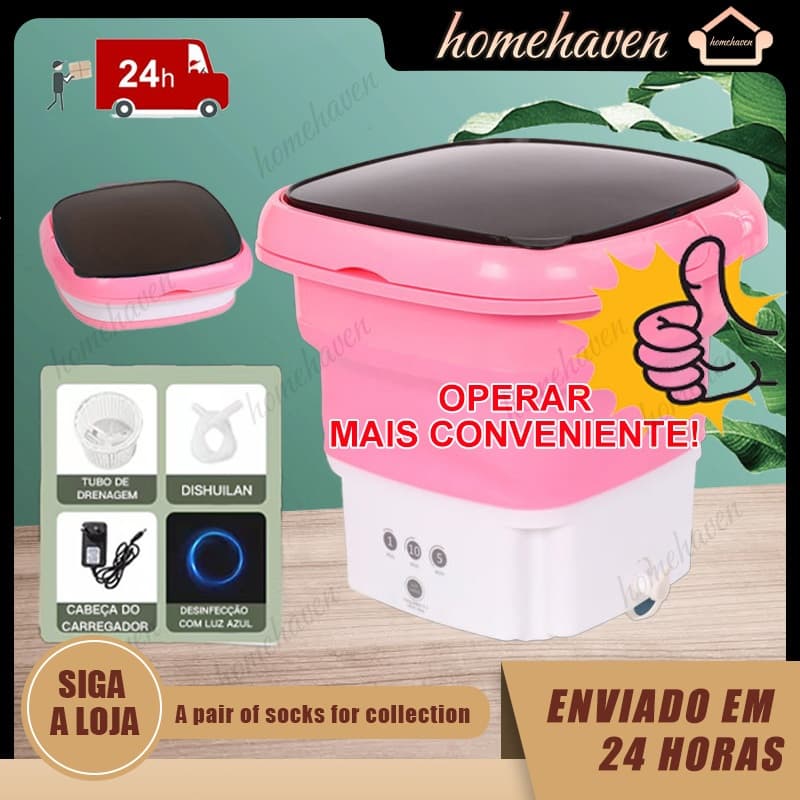 Mini máquina de lavar 9L dobrável portátil totalmente automática para viagens
