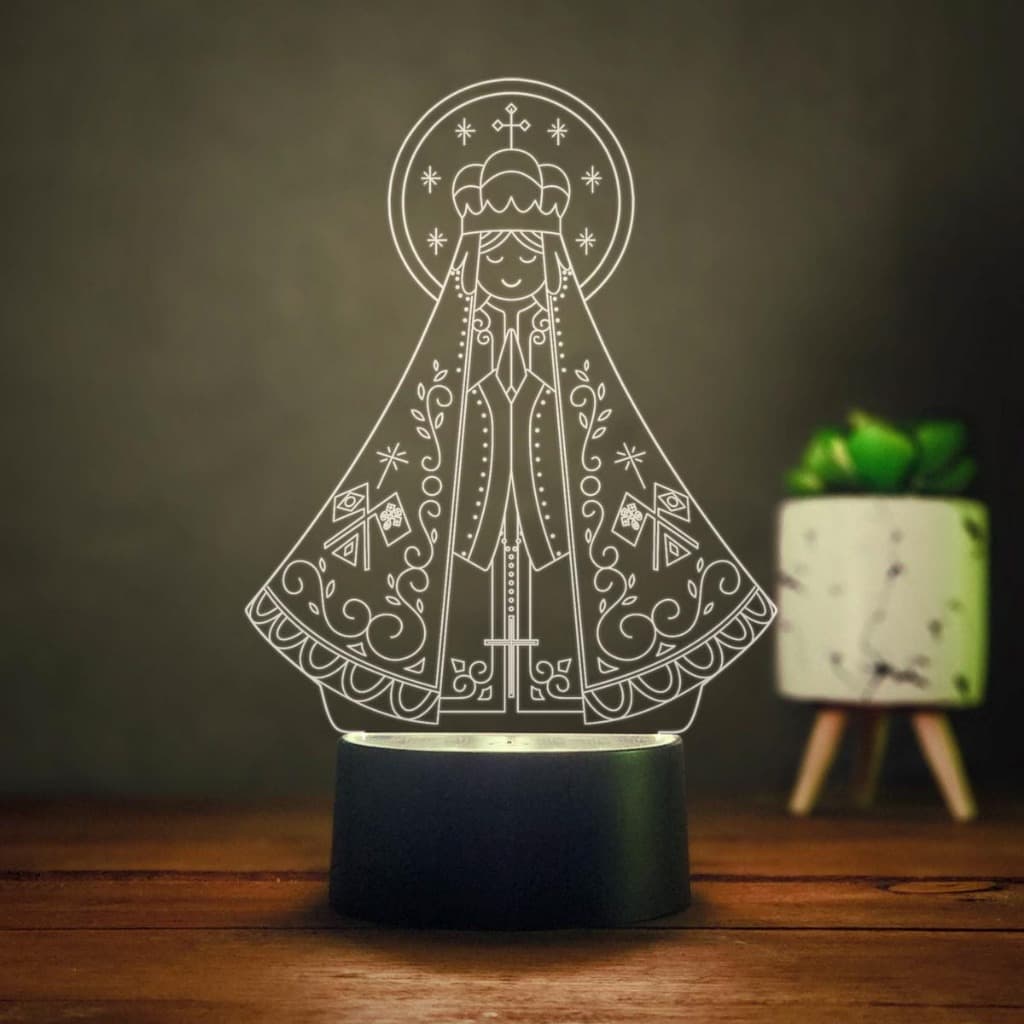 Luminária Nossa Senhora Aparecida Dia das Mães Presente Abajur Led