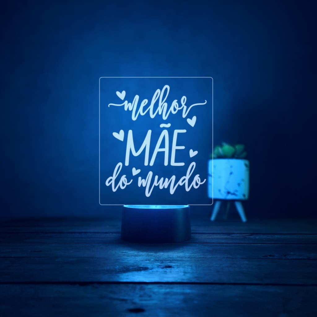Luminária Dia das Mães Para Presente Abajur Led Melhor Mãe do Mundo