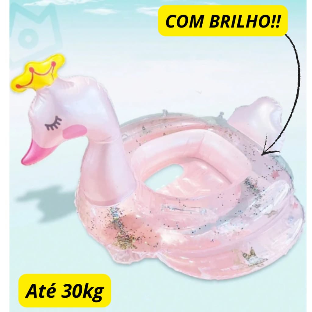 Boia De Natação Infantil Cisne Com Assento Para Proteção-Piscina-Lagoa-Mar-Bomba-De-Encher-Boia
