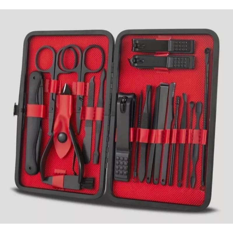 kit manicure 24 peças em aço inox de alta qualidade com estojo
