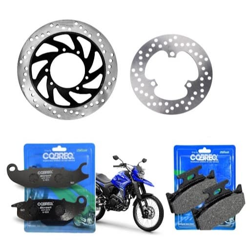 Disco de Freio Dianteiro e Traseiro Importado Tenere 250 Xtz Lander 250 com Pastilha Cobreq