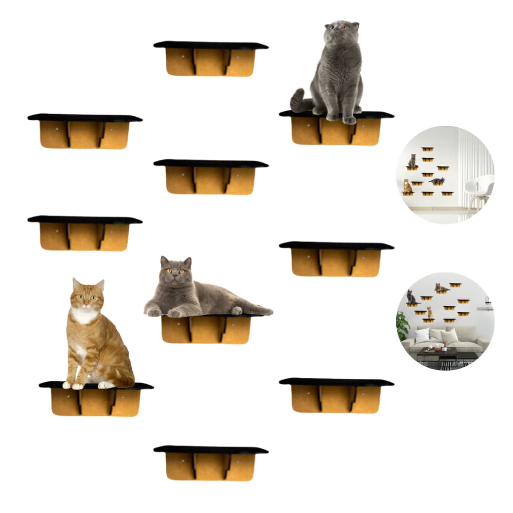 Kit Com 10 Prateleiras Para Gatos Mdf estante cat mdf 6mm + SEGURANÇA E RESISTENCIA
