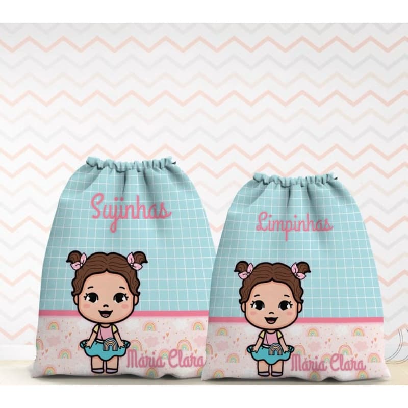 kit saquinho roupa Limpa e suja/Saquinho organizador/Saquinho de Tecido Personalizado