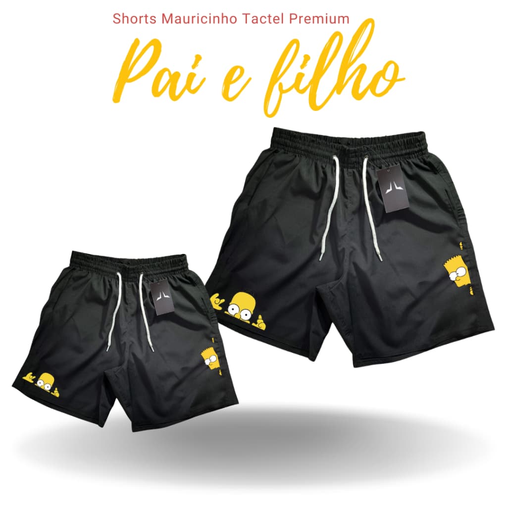 Short Masculino Mauricinho Pai e Filho BRT & HME- Antiodor e Design Esportivo Ideal para, Skate, Ar livre, Futebol