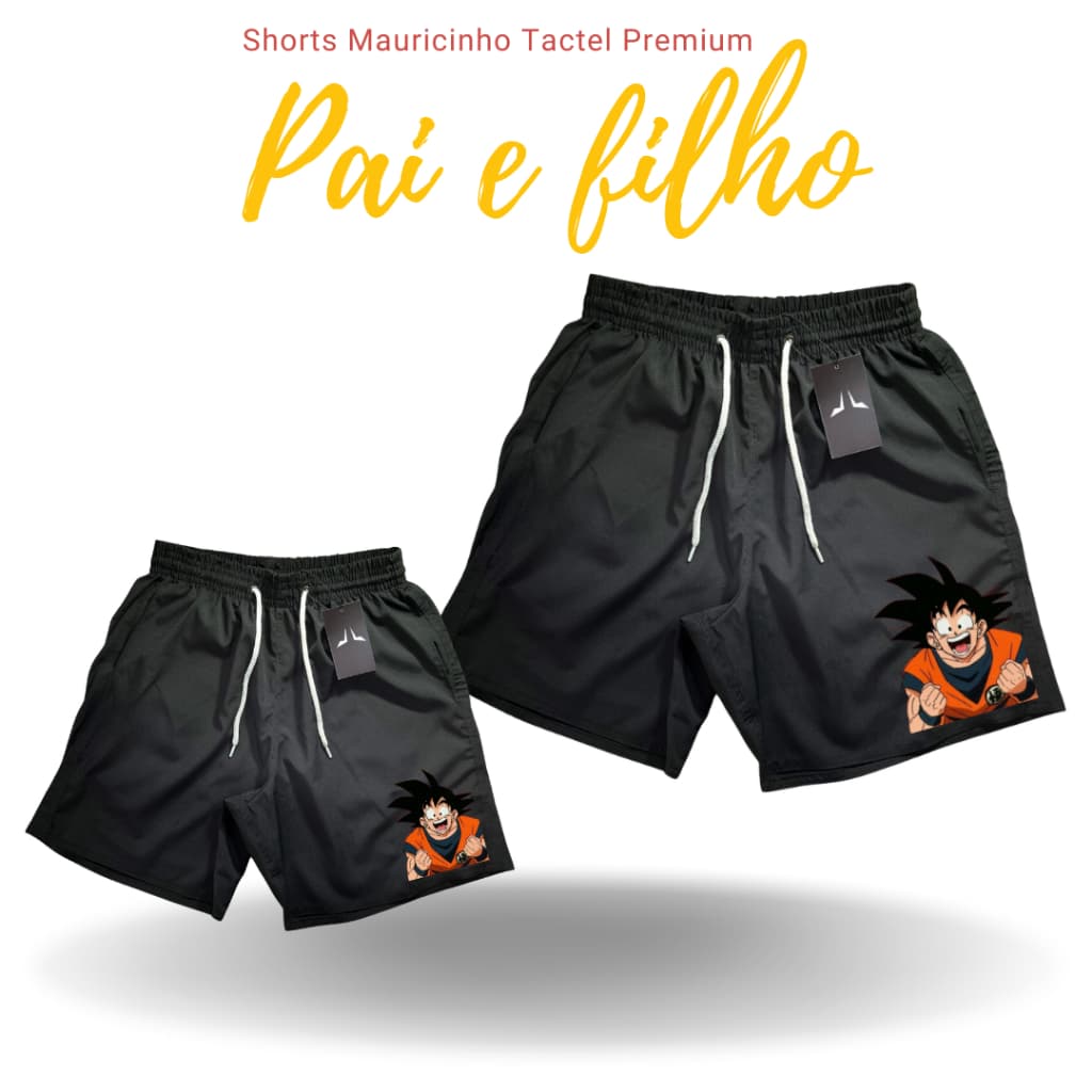 Short Masculino Mauricinho Pai e Filho GOKU 05 - Antiodor e Design Esportivo Ideal para, Skate, Futebol, Corrida