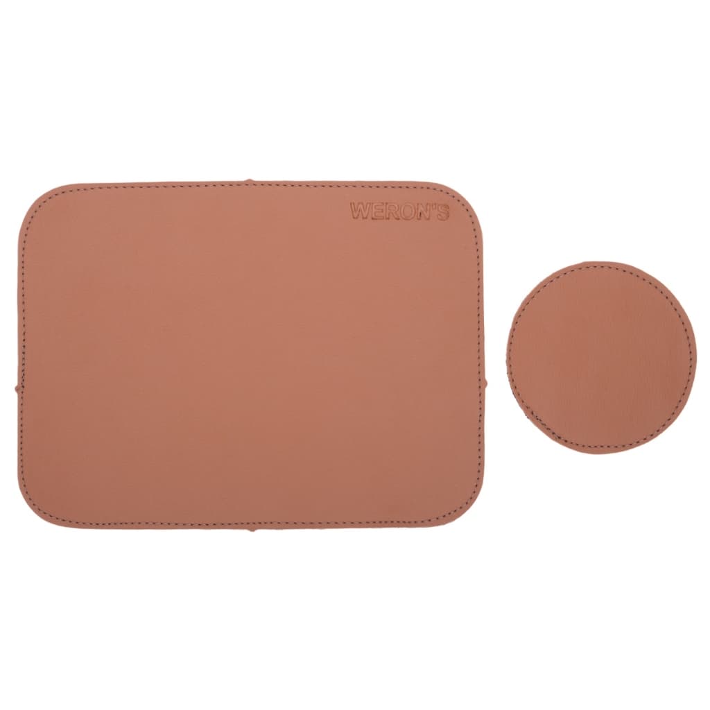 Mouse Pad Couro Ecologico + Porta Copos