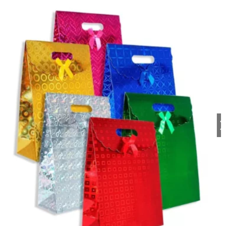 KIT c/ 4 Sacolas de Papel 3D para Presente Decorada 4 Tamanhos