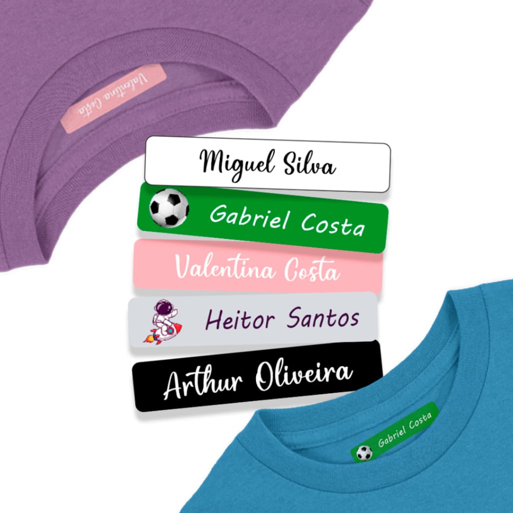 50 Etiquetas Termocolante 5x1cm Uniforme Escolar Infantil Personalizado com Nome da Criança