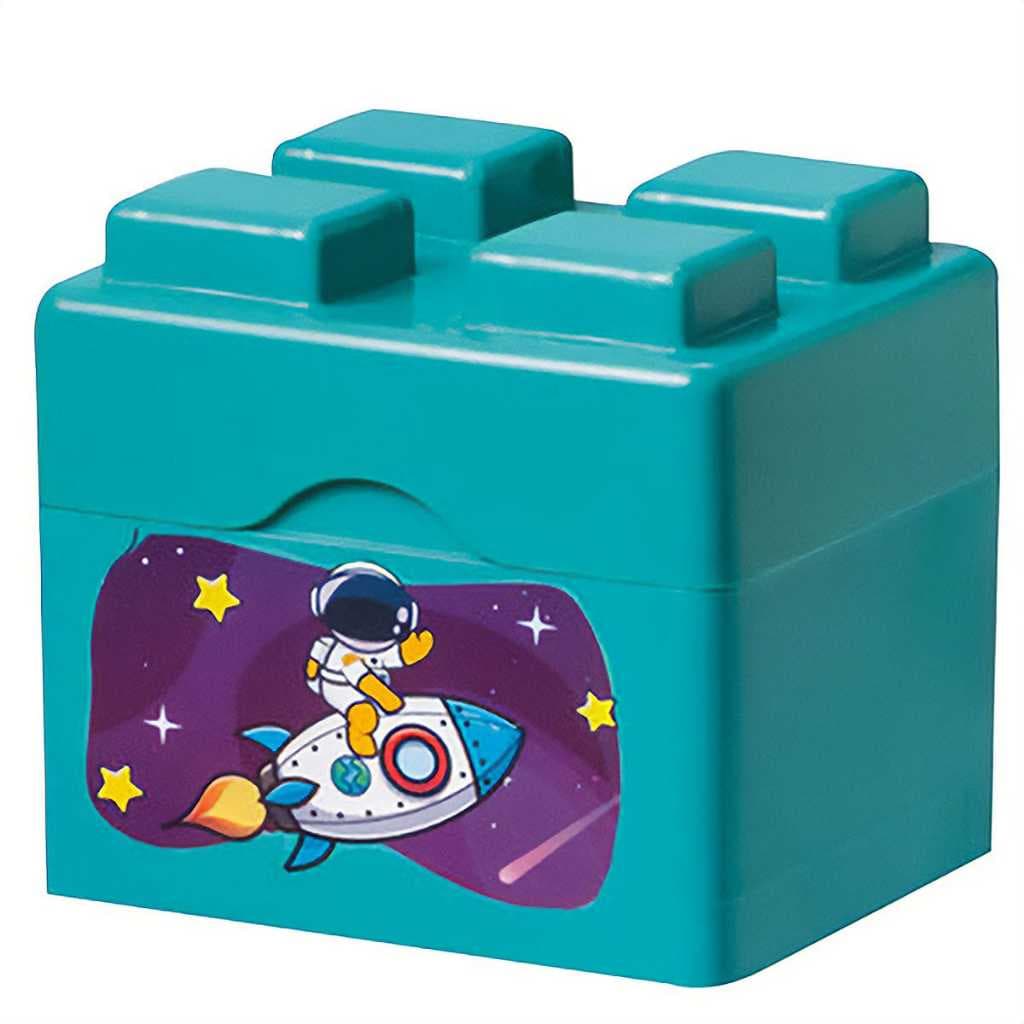 Pote De Astronauta Formato Peça de Lego Para Lancheira Infantil Lacheirinha divertida Pote Marmita Infantil