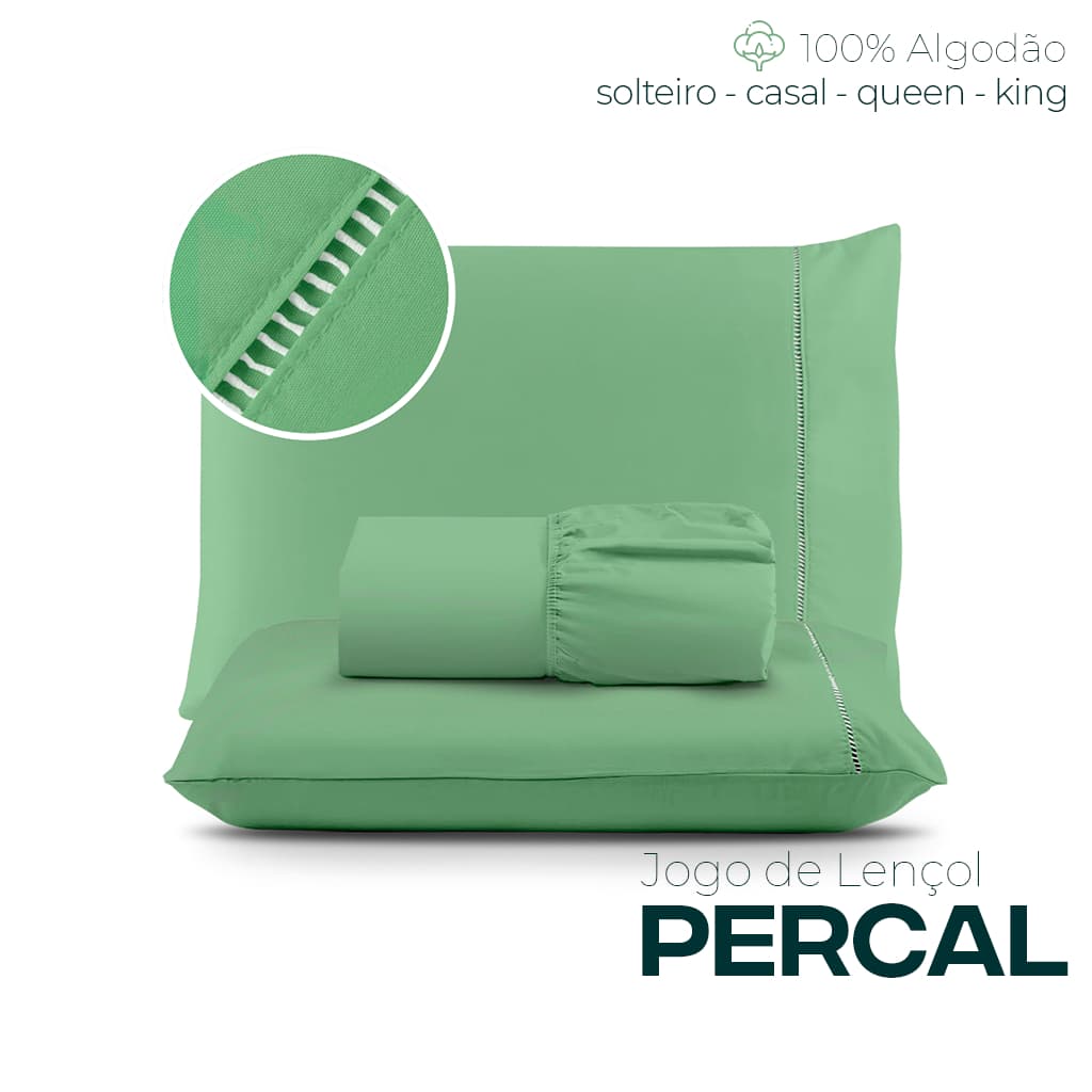 Jogo Lençol Queen 4 Peças - PERCAL 100% Algodão