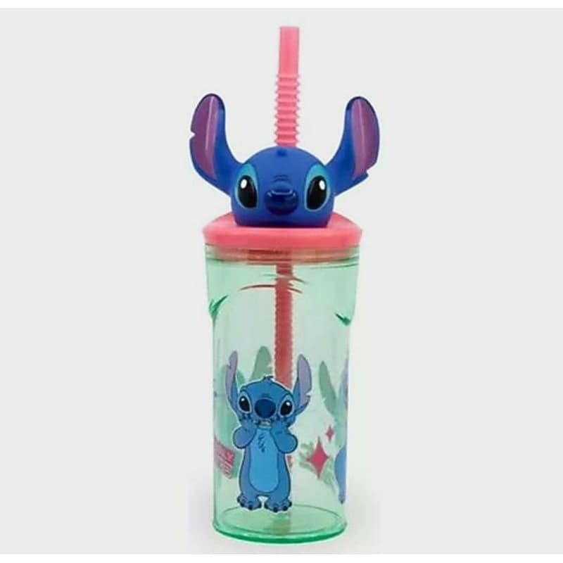 Copo Stitch 3D Infantil Disney c/ Canudo 360ML