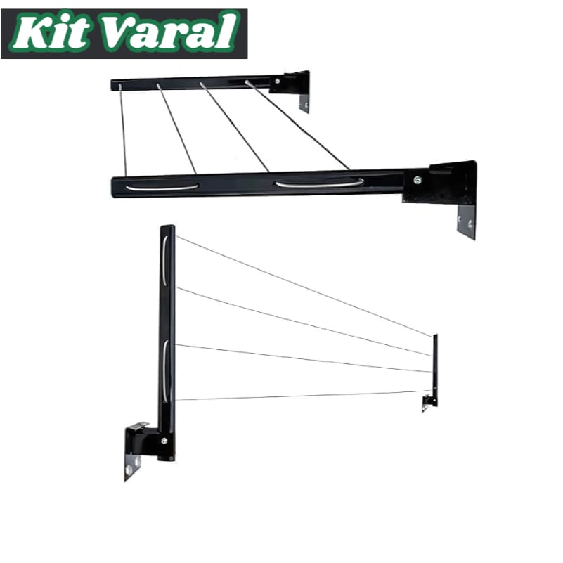 Varal De Parede + Cabo De Aço Encapado Em Aço Dobrável Retrátil  ENVIO IMEDIATO