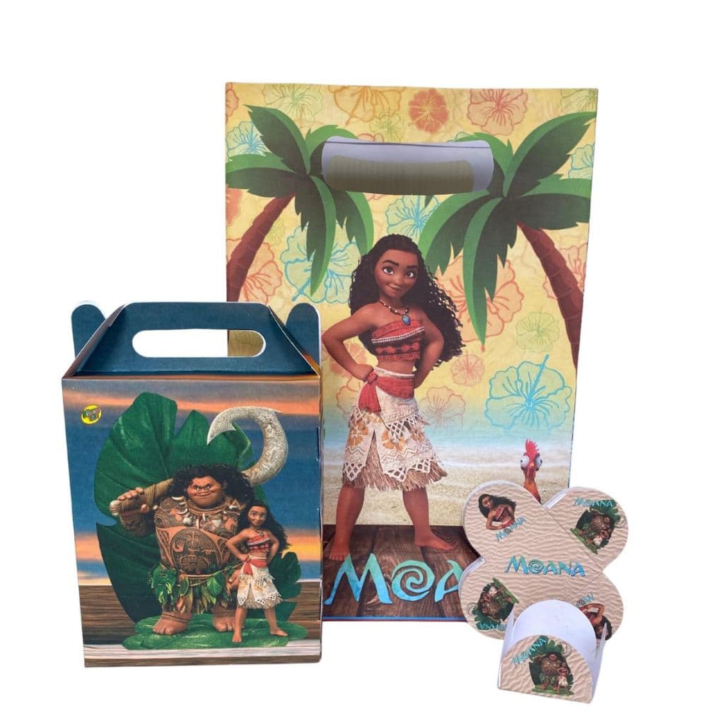 Kit Festa 10 Sacolas  Surpresa Moana  +100 Forminhas  Moana+ 10 Caixinhas Surpresa Moana