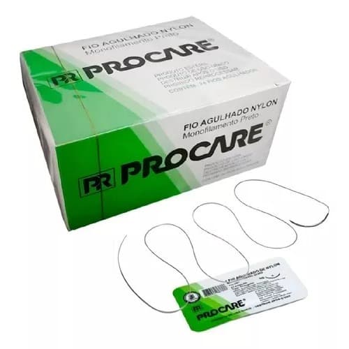 Fio De Sutura Preto Agulhado Nylon Caixa C/ 24 Unidades Procare