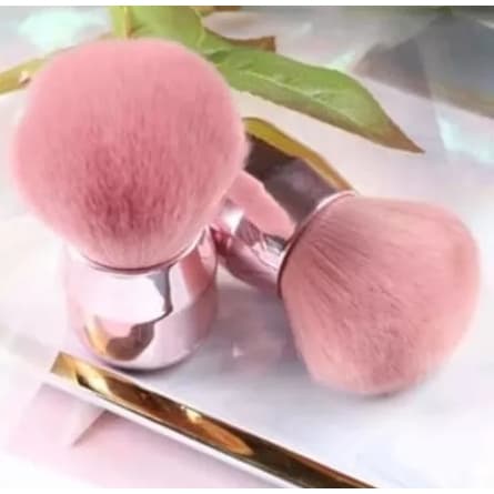 Pincel Espanador Pom Pom De Pó Luxo Cromado Unhas De Gel Maquiagem