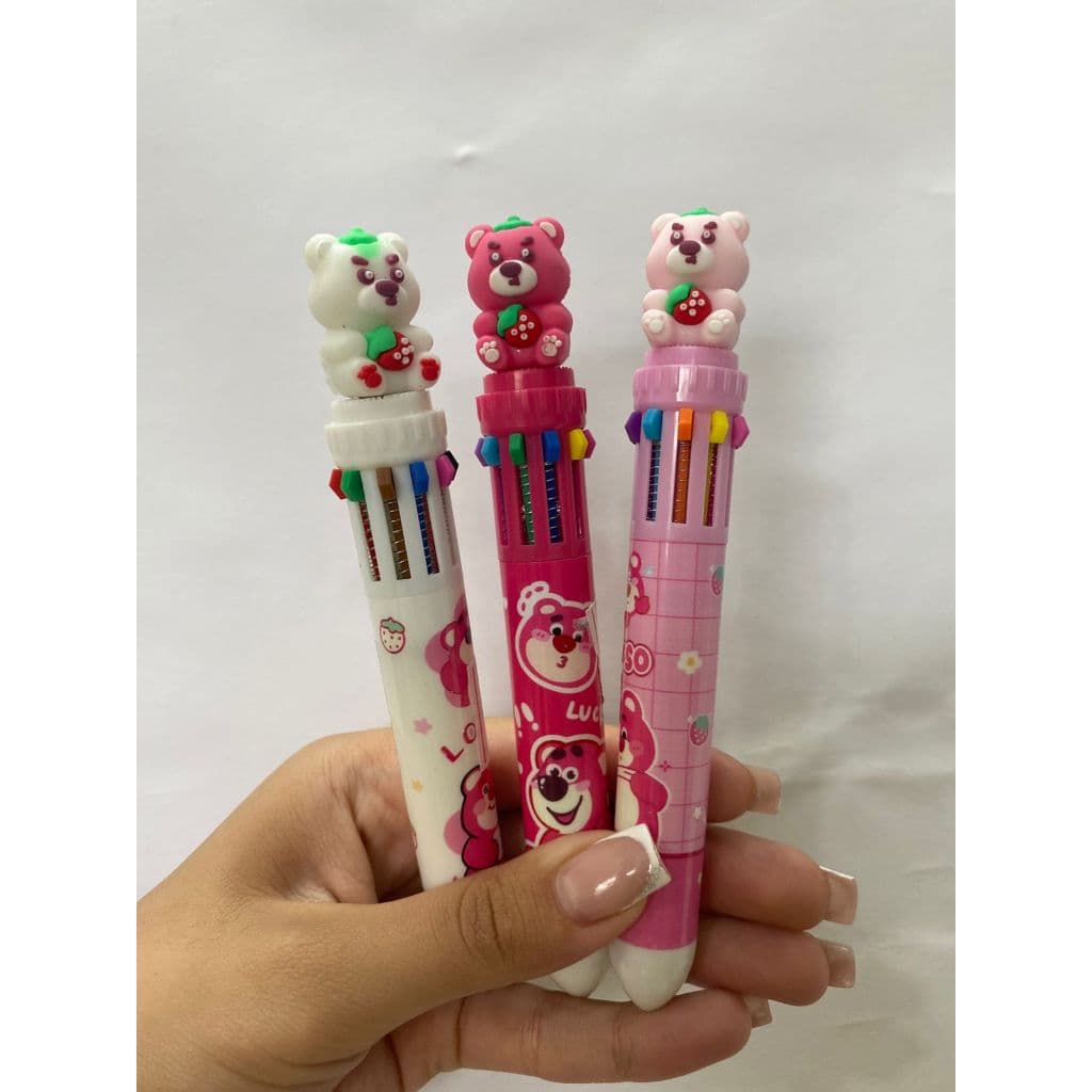 Caneta com 10 cores ursinho fofo