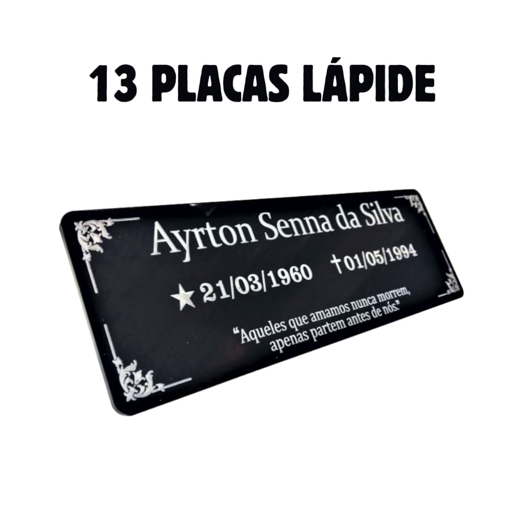 13 Placas Lápide Túmulo Cemitério Em Acrílico Personalizado - 20x10cm
