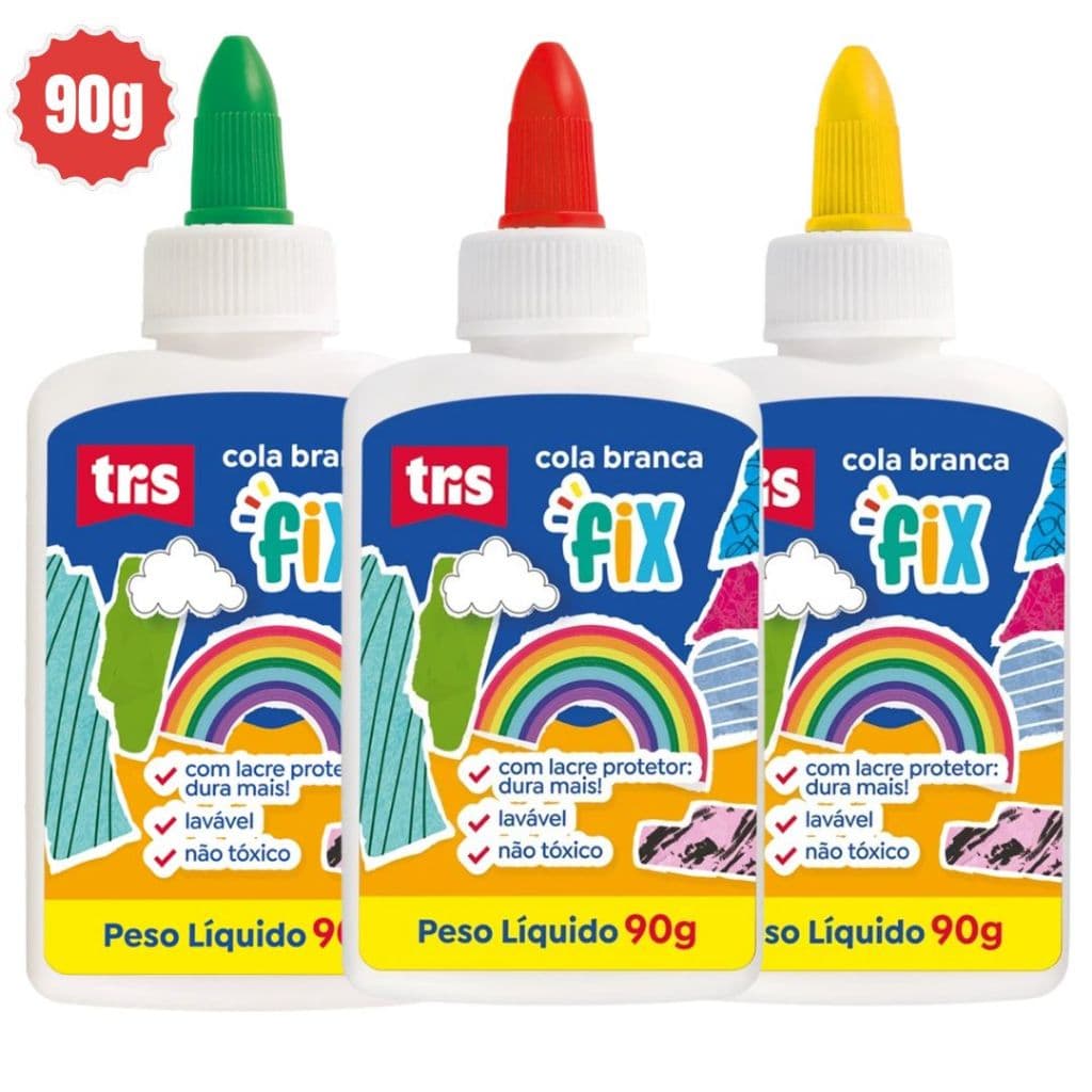 Kit 1/2/3 Cola Branca Líquida Escolar 90g Lavável Cola Escolar Grande