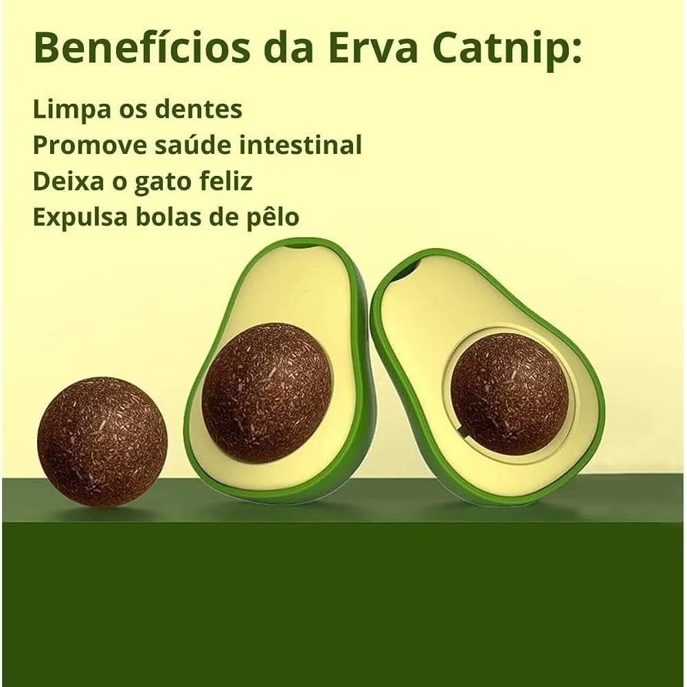 Kit 4 Abacate Brinquedo para Gato Com Catnip Erva Natural Gatos Interativo