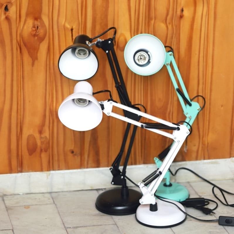 Luminária Mesa Abajur Metal Articulável Com Base e garra 2 em 1