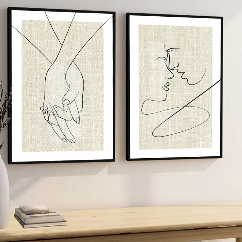 Quadro de decoração para quarto-sala de espera-quadros-casal-maos- dadas- casal- 2 peças