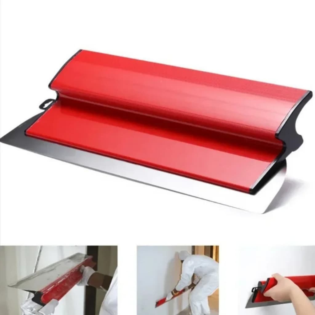 Kit Desempenadeira aço inox berox com lâmina flexível lisa Espátula para Rejunte Massa Corrida Gesso