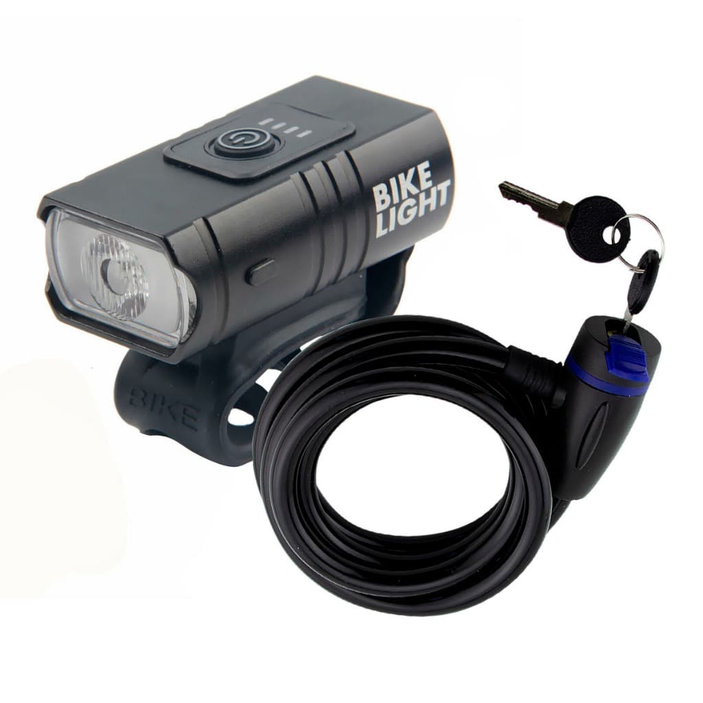 Farol De Bike 2 Led Cree T6 + Trava Cabo De Aço Cadeado Segurança Bike Moto Espiral Anti-Roubo